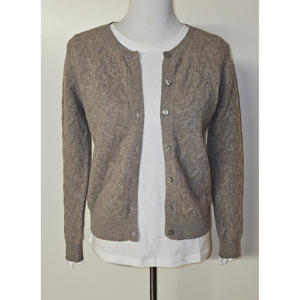 LHZSYY Womens Taupe Cable Cardigan Wool Size S Lot12/7